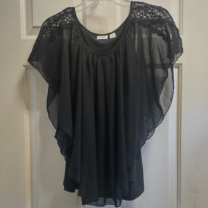 Cato Sheer Overlay Lightweight Top Size Small Black